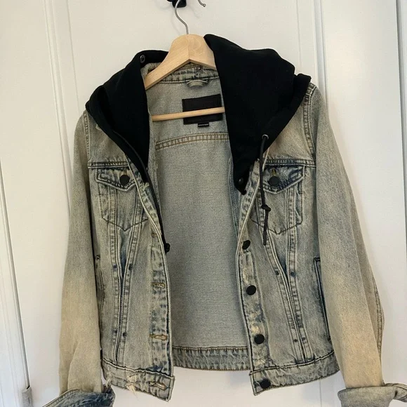 Blank NYC Blue and Black Jean Jacket with Modern Twist - Picture 6 of 8